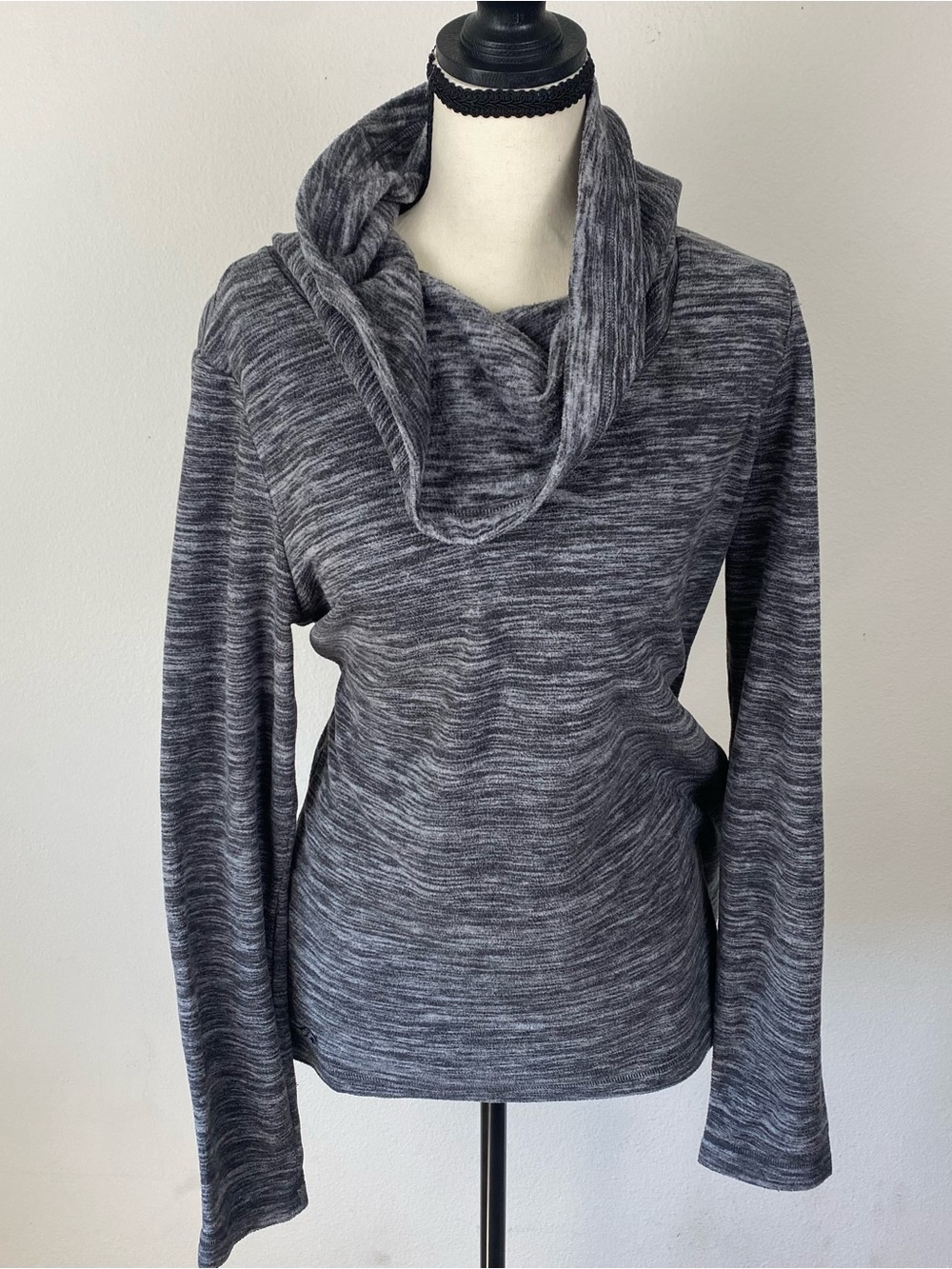 Ideology Charcoal Gray Marled Cowl Neck Sweater